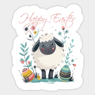 Happy easter sheep easter eggs Sticker